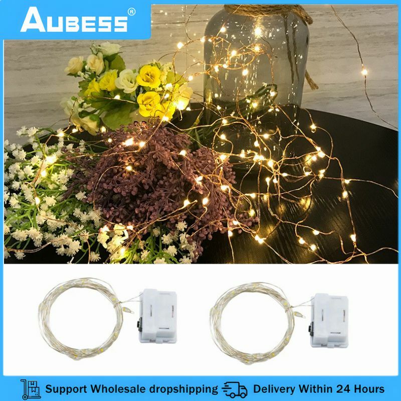 1m Copper Wire String Light 10LED Garland Fairy Lights Outdoor Waterproof Night Lamp For Christmas Tree Wedding Party Decoration