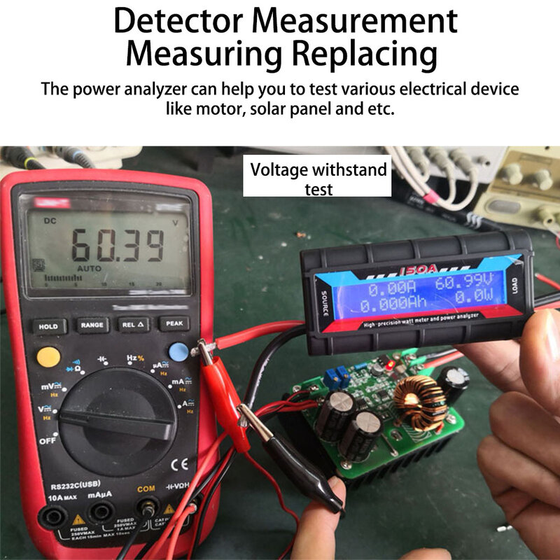 Watt Meter dapat digunakan kembali 150A Digital pengganti Motor listrik layar LCD penganalisis daya Voltmeter Ammeter lampu latar