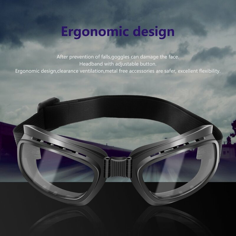 แว่นตามอเตอร์ไซค์วินเทจพับเก็บได้แว่นตากันลมแว่นตาสกีสโนว์บอร์ดทางวิบากแว่นป้องกันฝุ่นแว่นตาแข่ง