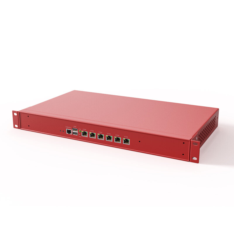 جهاز تثبيت رف BKHD أحمر 1U ، جهاز توجيه جدار الحماية ، Celeron N5105 ، 6x7.5G ، إيثرنت Suitabl ، 1338NPe لأمن الشبكة ، VPN ،