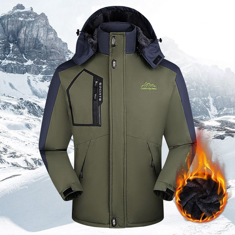 Men's Hardshell Jacket Plus Fleece Winter Outdoor Thickened Padded Jackes Windproof Waterproof Sports Jacket Warm Coats