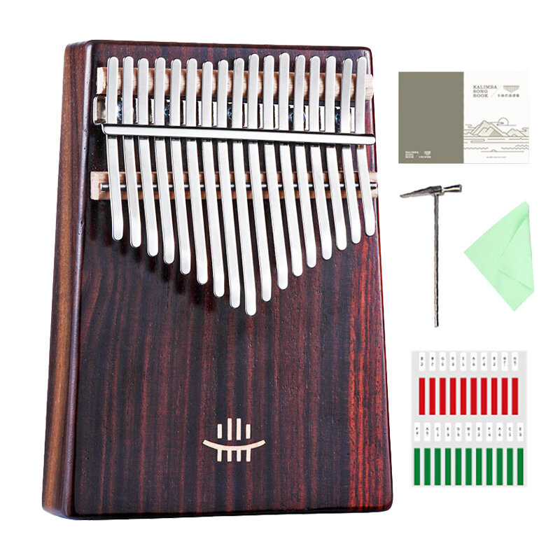 Hluru Kalimba 17 Key with Hole Full Solid Wood Thumb Piano 21 Key Kalimba Musical Instrument Professional Mbira For Beginners