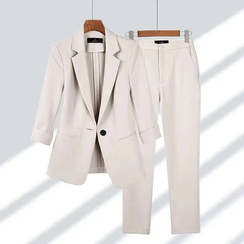 Женский комплект из 2 предметов, элегантный пиджак и брюки в Корейском стиле, профессиональный костюм, весна-лето 2024