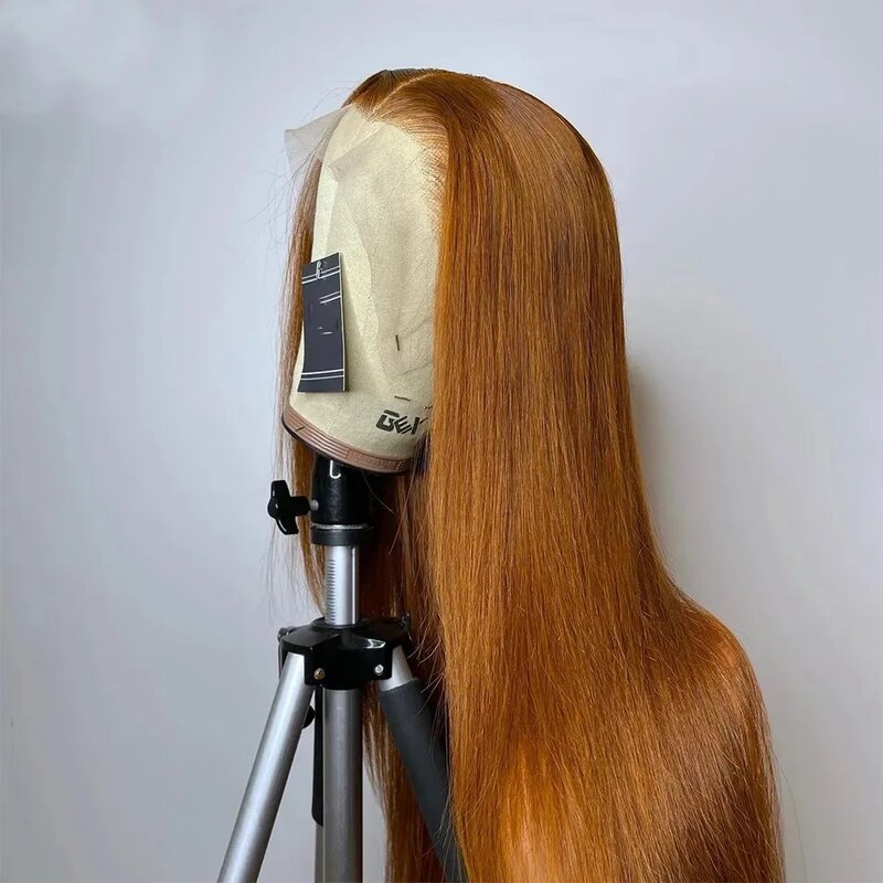 Wig rambut manusia Wig Frontal 13x6 renda pirang berwarna #30 Wig depan renda lurus pirang Wig renda berwarna