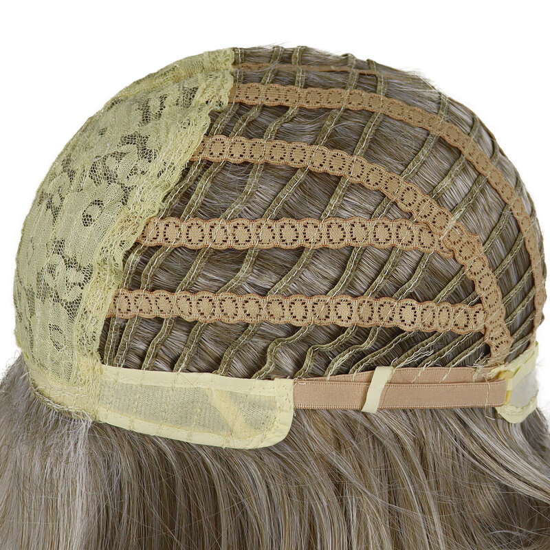 Wig pirang sintetis untuk wanita Wig lurus panjang dengan poni rambut lembut alami Wig Cosplay ibu sehari-hari kostum Halloween