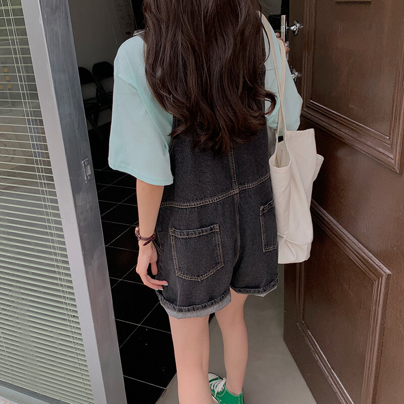 SML 2 Farben Sommer koreanische adrette Overall Denim Overalls Für Frauen Mädchen blau Jeans Shorts frauen (78655)