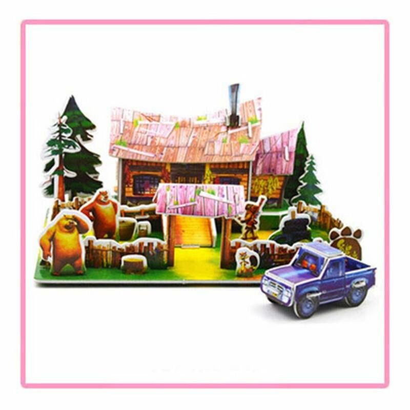 Asilo Cartoon Castle Garden House Tank Truck 3D Puzzle Jigsaw giocattoli educativi per bambini regali artigianali per bambini