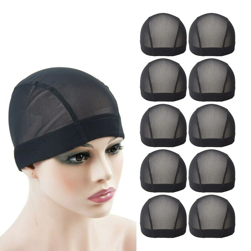 10 pcs Mesh / Dome Black Wig Cap Weaving Stretchable Cap Hair Net for Wig Making Elastic Nylon Mesh Dome Wig Cap