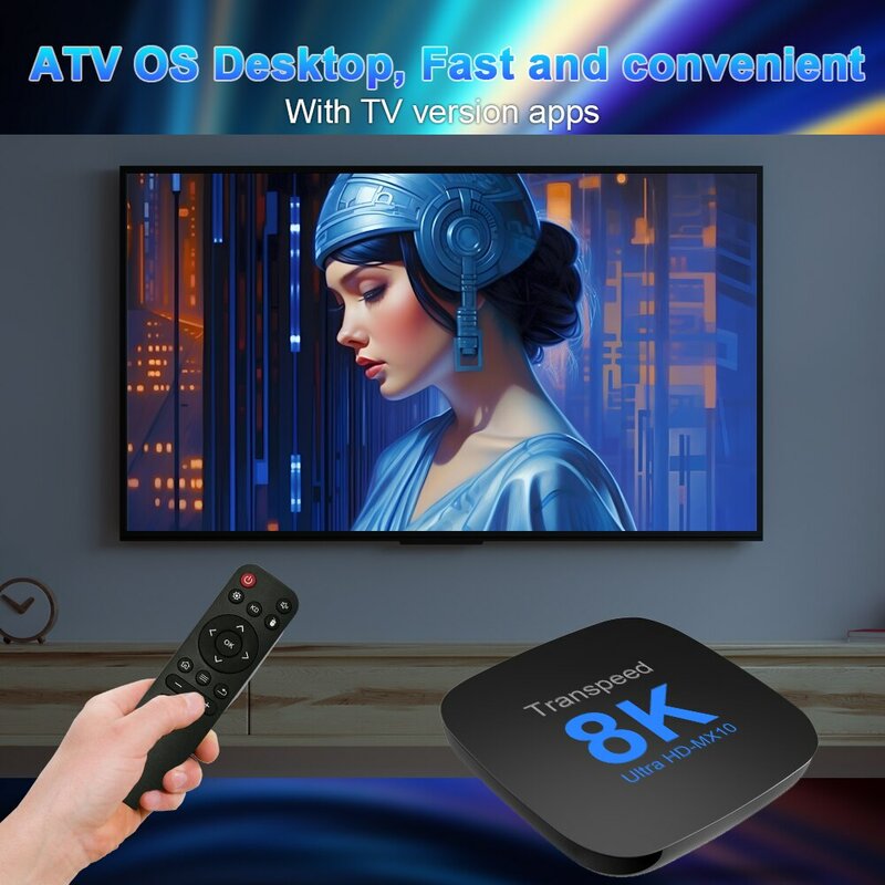 Transpeed Android 13 TV Box ATV Dual Wifi z aplikacjami TV 8K Video BT5.0 + RK3528 4K 3D Voice Media Player Set Top Box
