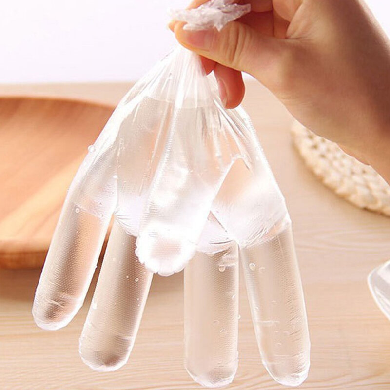 100PCS Disposable Gloves Food Grade Plastic Transparent Disposable Gloves DIY Cooking Kitchen Disposable Gloves Kitchenware