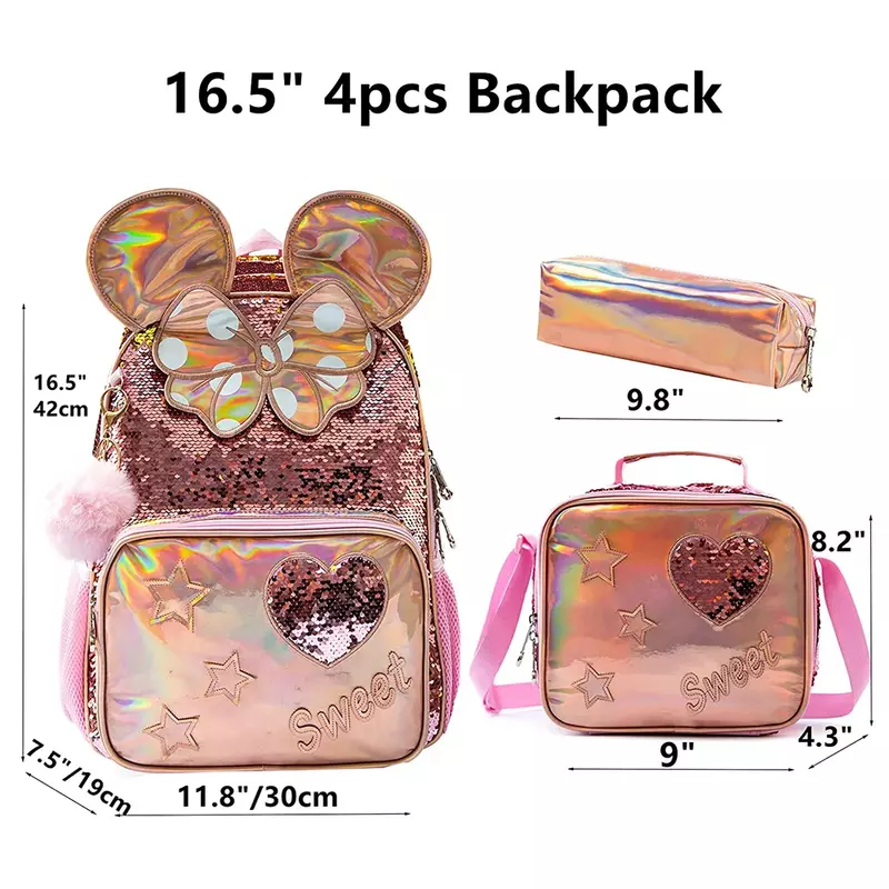 BIKAB школьные сумки для девочек Школьный Рюкзак 16 "цвета шампанского с блестками школьные принадлежности для девочек рюкзаки для школьников подростков девочек