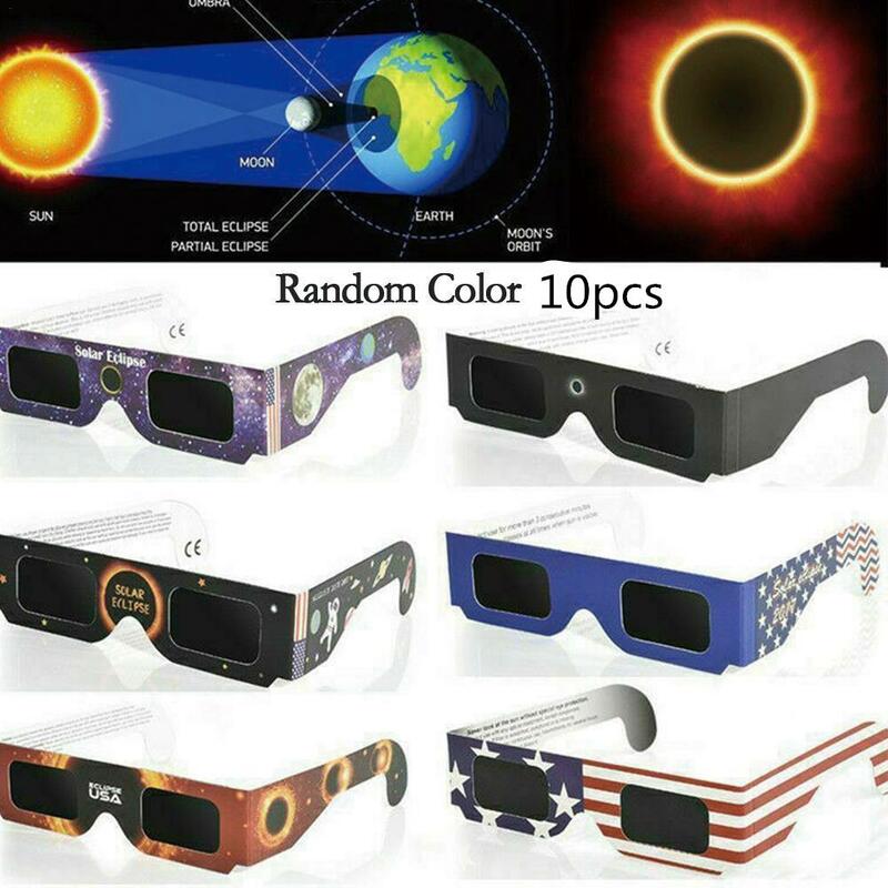Gafas de Eclipse Solar 3D, lentes de papel, Color aleatorio, observación Total, Eclipse Solar al aire libre