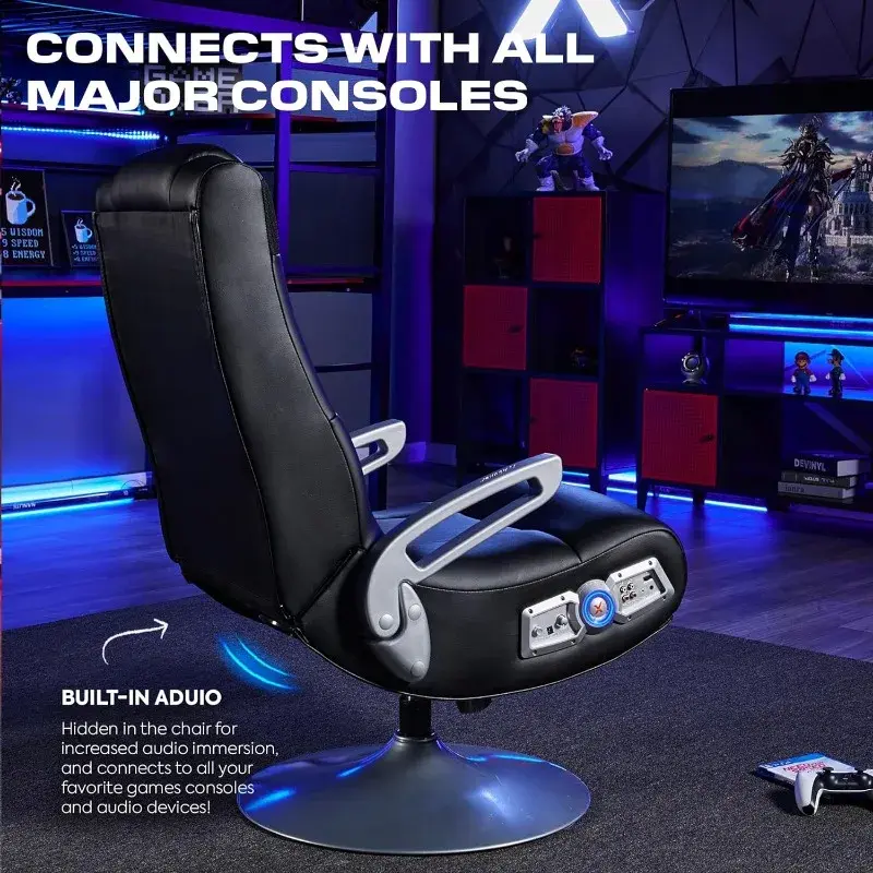 Chaise de jeu sur pied X Rocker avec accoudoir, utilisation avec toutes les principales consoles de jeu, mobile, TV, PC, revieintelligents, audio Bluetooth
