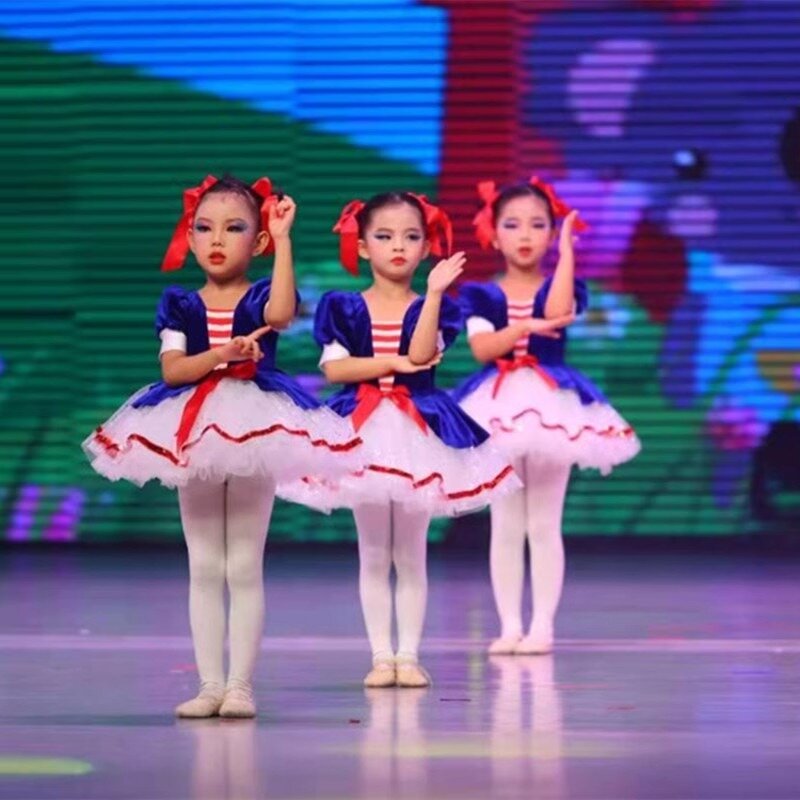 Colore blu bambini classico Tutu di balletto professionale Red Swan Lake Pancake Tutu Ballerina Party Dance Costumes Girls Ballet Dress