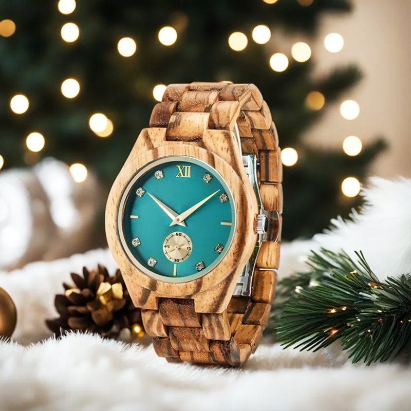 Wood Wrist Watch For Women Simulated Diamond Dial Wooden Clock Wife Girlfriend Fashion Anniversary Personalized Giftsfor Ladies