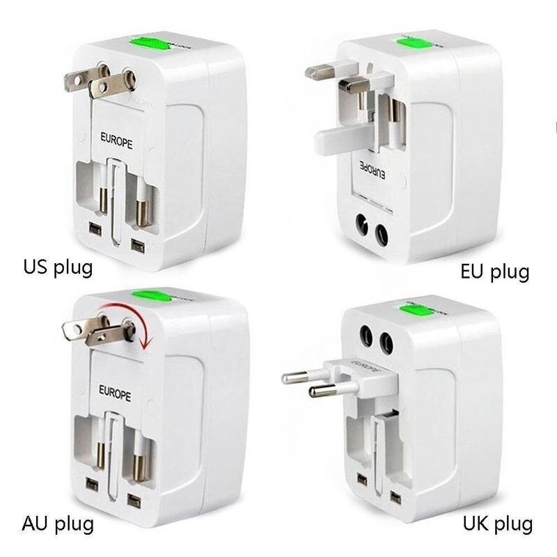 US-EU 유럽 및 범용 AC 전원 플러그, 전세계 여행용 어댑터 컨버터 (USB 없음)