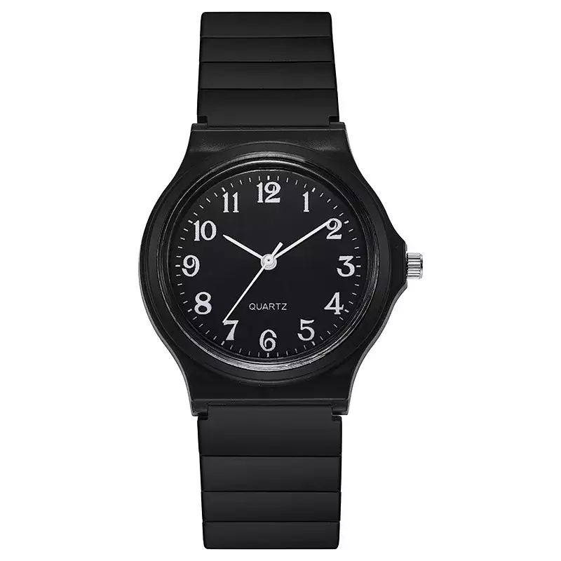 2024 jam tangan tali silikon hitam pelajar jam tangan kecil bisnis lembut untuk pria wanita Jam jam tangan pria Reloj Mujer