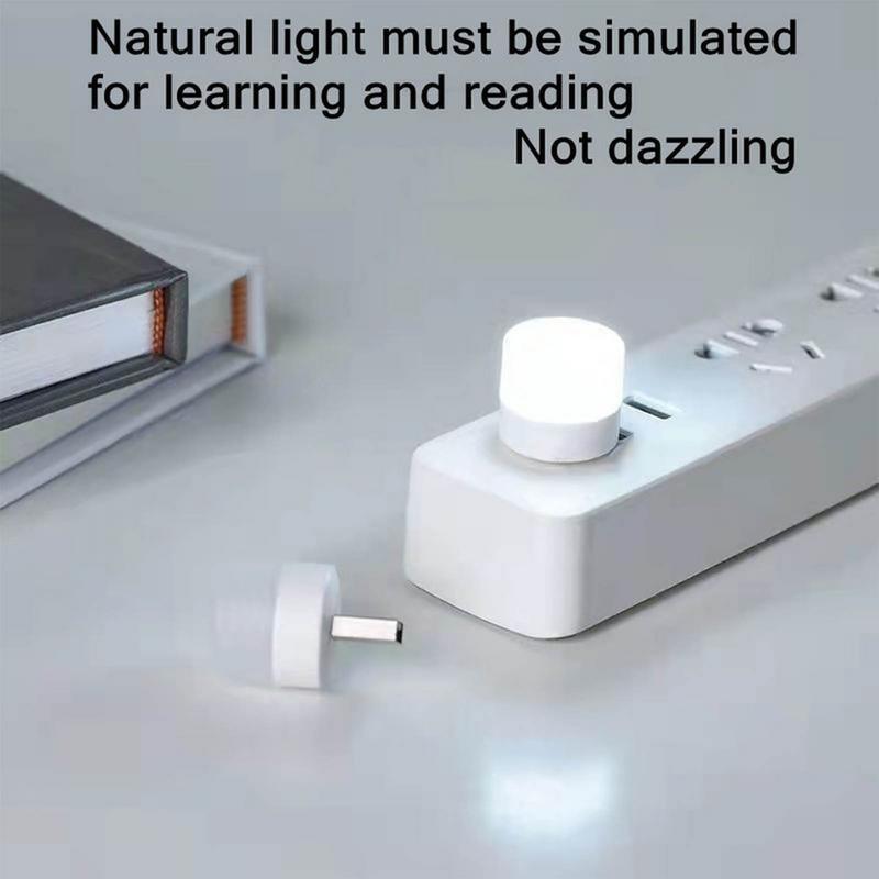 USB LED Light Mini Luz Noturna USB Plug Light Mobile Power Carregamento Eye Protection Leitura Pequena Luz Redonda Luz Noturna
