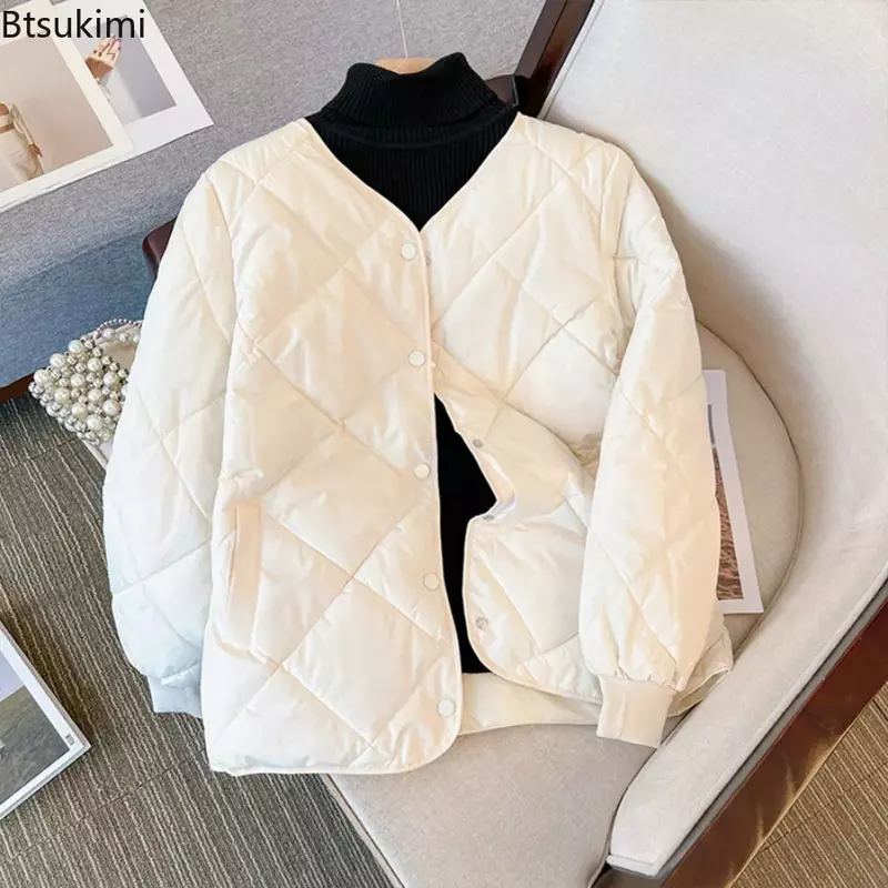2024 Women's Thick Warm Parkas Jacket Cotton Down Jacket Light Weight Warm Cotton Padded Jacket Casual Fashion Outerwear Female