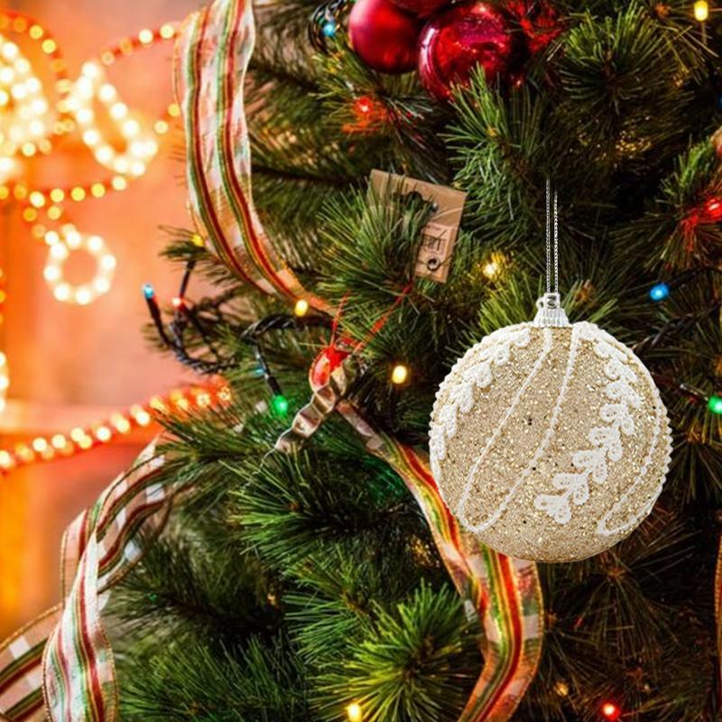 カラフルなキラキラのクリスマスボールの飾り、お祭りの装飾、パーティー用品、クリスマスの木、写真のアクセサリー、8cm