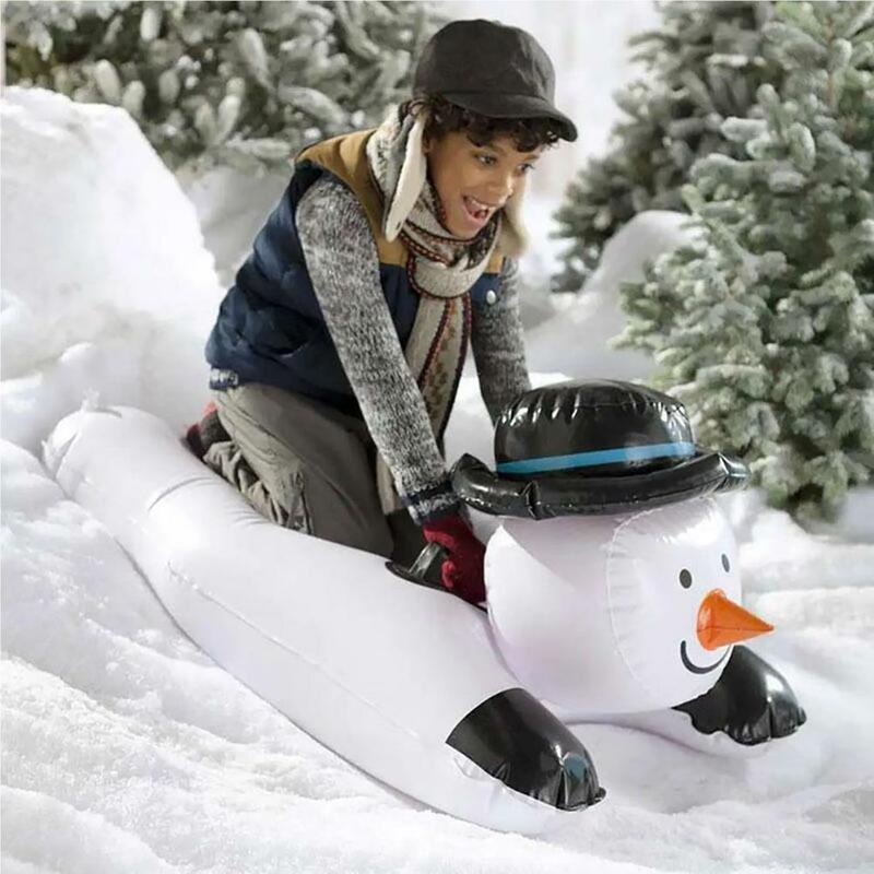 Winter Snow Snowman Inflatable Sled Board Thicken Reusable Tube Sled Cutely Outdoor Sport Ski Circle Cold-resistant With Handle