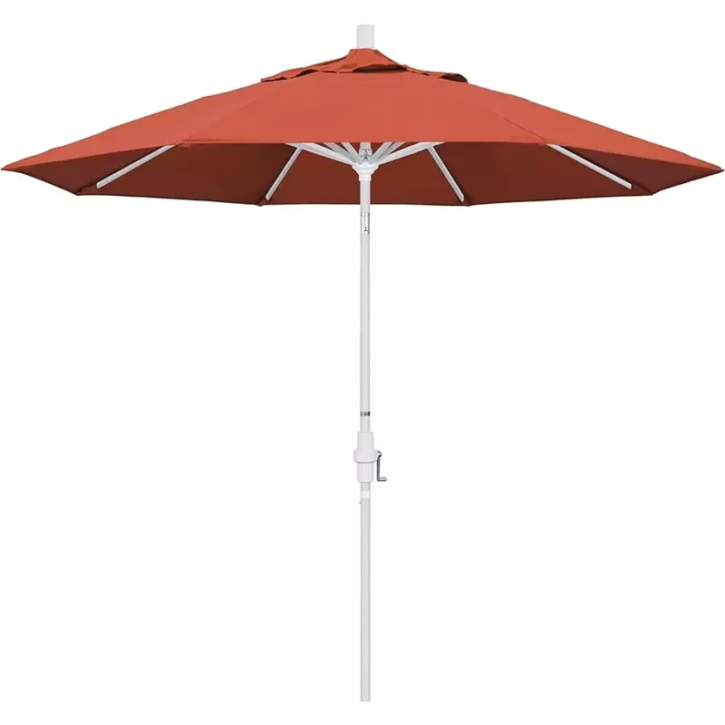 Crank Lift parasole Set collare Tilt ombrello Stand palo bianco 9 'Round aluminium Market ombrello Sunset Olefin Freight Free Tarp
