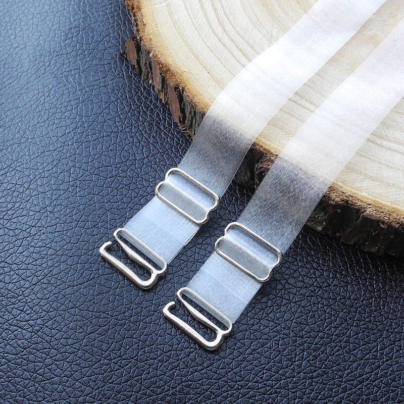 1Pair High Elastic Fashion Stripe Transparent Bra Underwear Strap Button Adjustable Invisible Clear Shoulder Straps