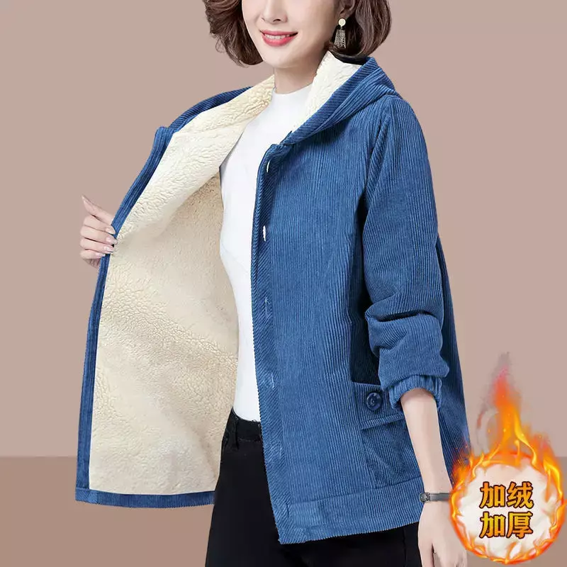 Пальто женские зимние 2022 куртки вельветовые Топы Верхняя одежда Harajuku ретро куртка с капюшоном пальто свободные дешевые оптовая продажа