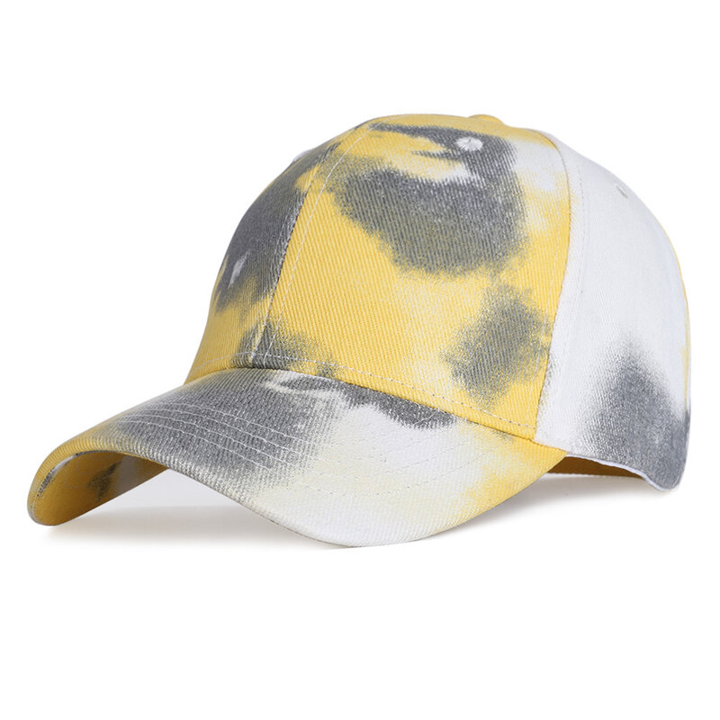 Topi bisbol katun trendi celup uniseks, topi ayah perlindungan matahari dapat disesuaikan, topi Snapback