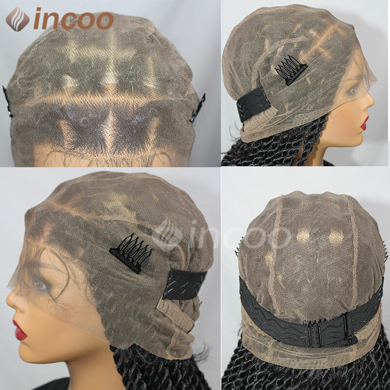 Synthetic Full Lace Front Braided Wigs Square Senegalese Knotless Twist Box Braided Wig 36" Lace Braiding Wig For Black Women