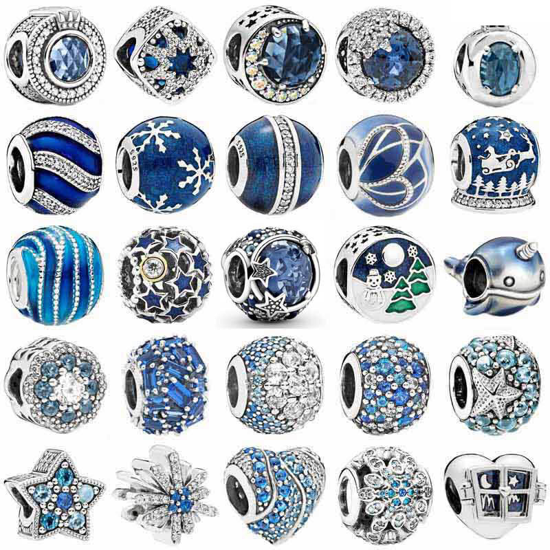 925 Sterling Silver Charm Beads, Sparkle Flower, Geométrica Snowflake, Ocean Starfish, Estrela Brilhante, Fits Fashion Bracelet, Jóias DIY