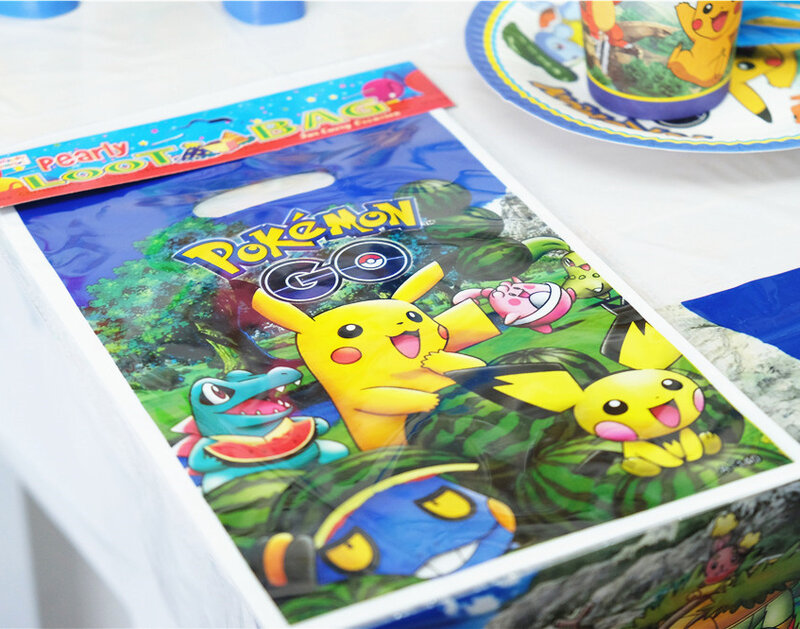 10PCS Pokemon Pikachu Gift Bag Kids Birthday Party Tool  Baby Shower Party Supplies Decoration Pikachu Topper Boys Surprise