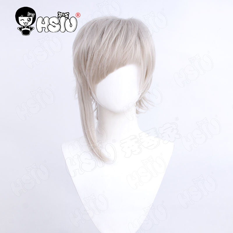 Nakajima Atsushi Cosplay Wig Fiber synthetic wig Stray Dogs「HSIU 」Light lotus root gray short hair Halloween Role Play Wigs