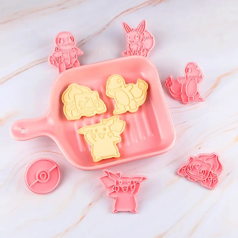 6 stücke Anime Pokemon Cartoon Cookies Mold Sets Reusable DIY Backen Werkzeuge Kuchen Kunststoff Cookie Hause Dekoration für Partei Liefert