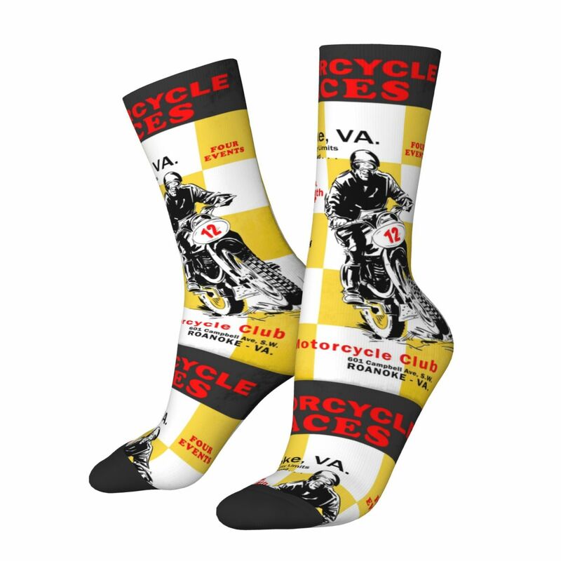 Calcetines de compresión divertidos para hombre, calcetín sin costuras para carreras de motocicleta, Hip Hop, Harajuku