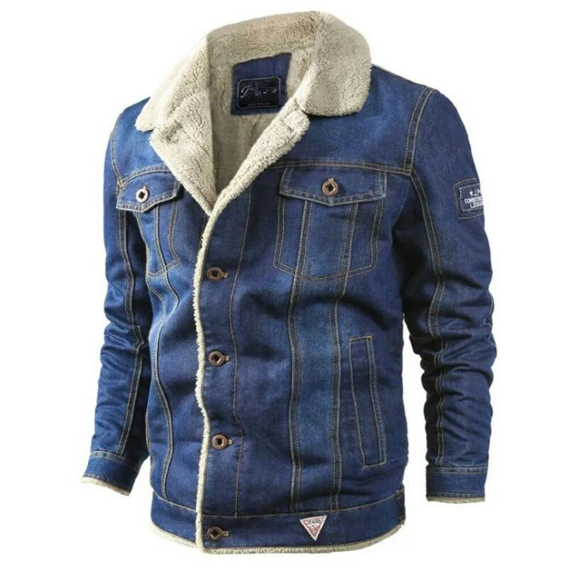 Hot Sale Velvet Coat Trendy Warm Fleece Thick Denim Jackets Winter Mens Jean Overcoat Outwear Male Cowboy Hot Sale M-6xl