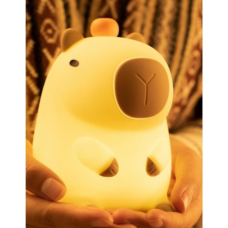 귀여운 만화 동물 실리콘 LED 야간 조명, 어린이 터치 센서, 충전식 야간 램프, 선물용, 1 개