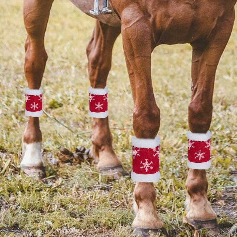 4Pcs Horse Leg Wraps Equestrian Accessories Polar Fleece Fly Leg Boots Wrap for Jumping Dress up Christmas Cosplay Livestock