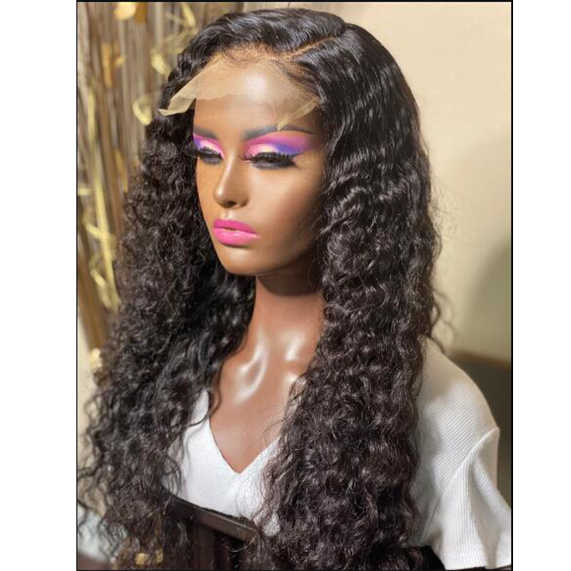 180%Density 26inch Soft Natural Black Long Kinky Curly Lace Front Wig For Black Women BabyHair Glueless Preplucked Daily Wear