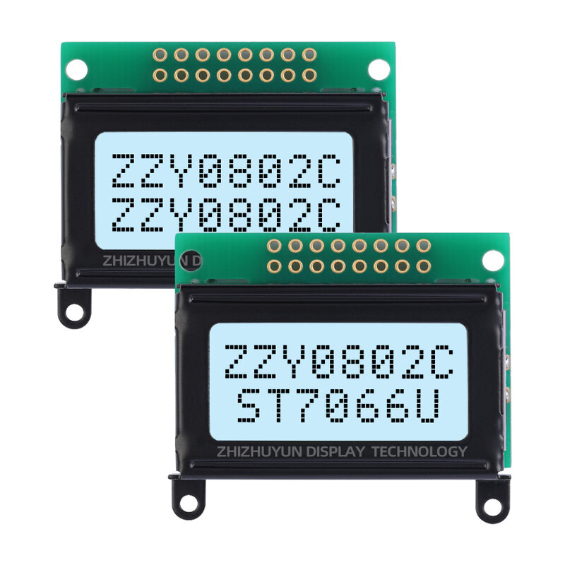 Modul tampilan karakter 0802C dengan lubang pemasangan telinga splic780 Chip Mini LCD STN biru Font 8X2 modul LCD