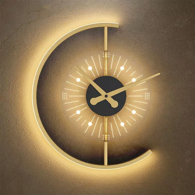 Nuovo orologio nordico lampada da parete soggiorno sfondo camera da letto comodino moderno semplice Internet celebrità pareti orologi applique luce