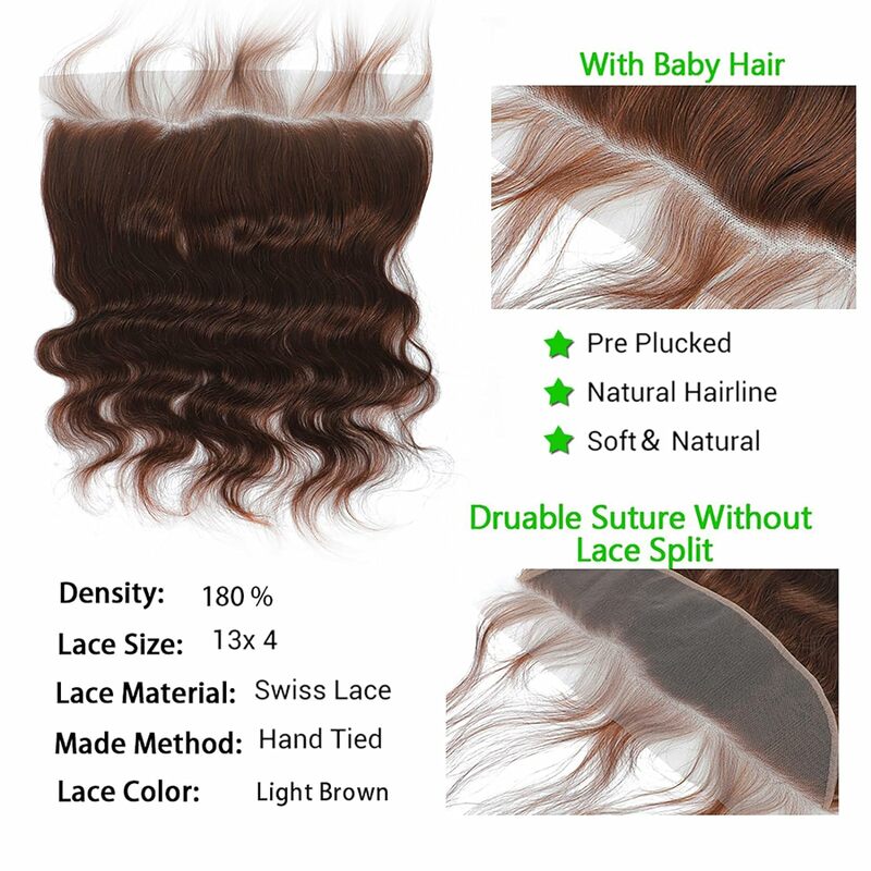 #4 Bundles With Closure Human Hair Natural Brazilian Body Wave Light Brown Color Human Hair Weave Bundles On Sale Clearance