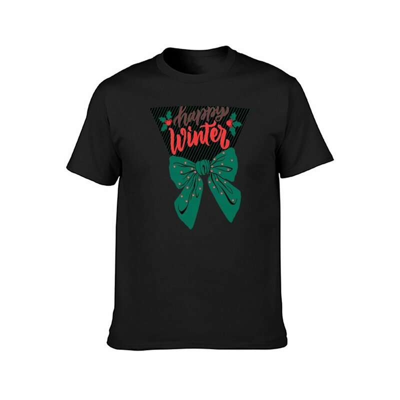 Camiseta de feliz invierno para hombres, ropa hippie con gráficos negros, ropa kawaii