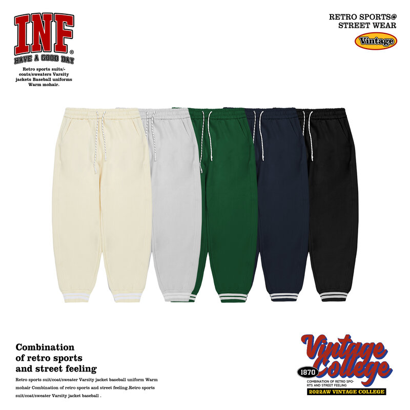 INFLATION Vintage Polar runo podszyte spodnie do biegania męskie ciężkie sznurki grube spodnie do biegania Unisex spodnie