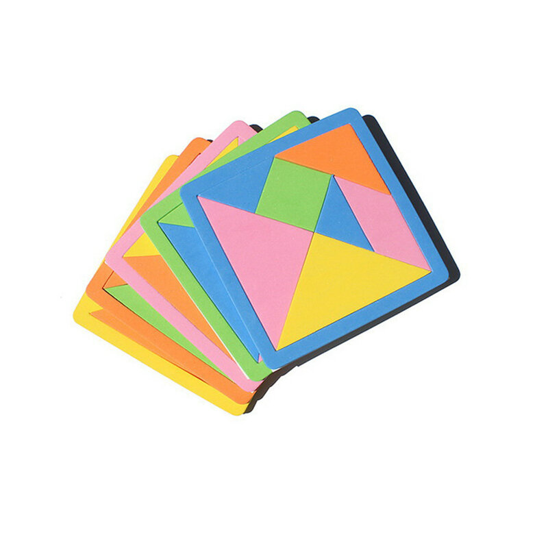 7 Piece Rainbow Color EVA Tangram DIY Foam Brain Puzzle Kids Educational Toys