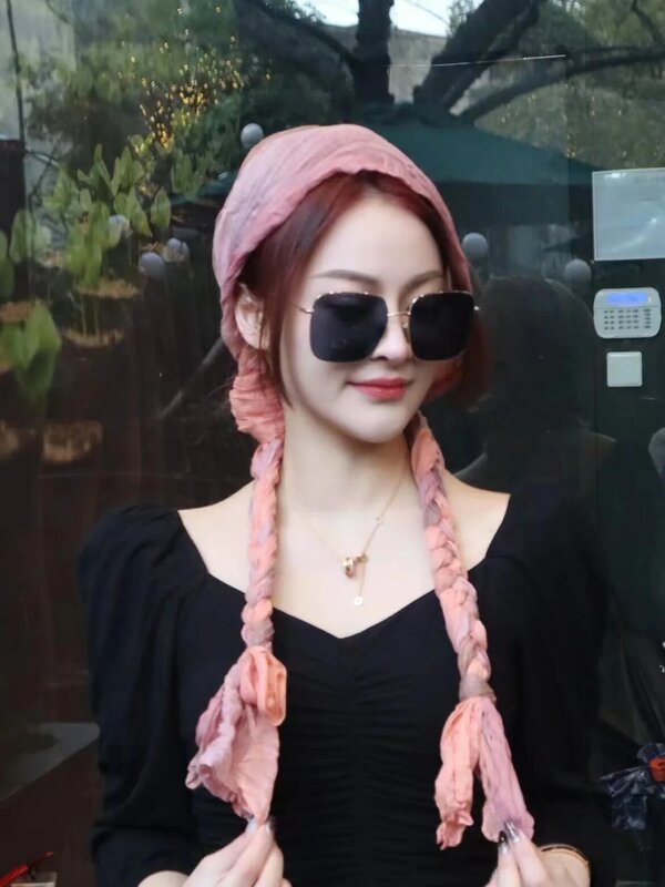 Женский модный плетеный шарф с капюшоном в этническом стиле