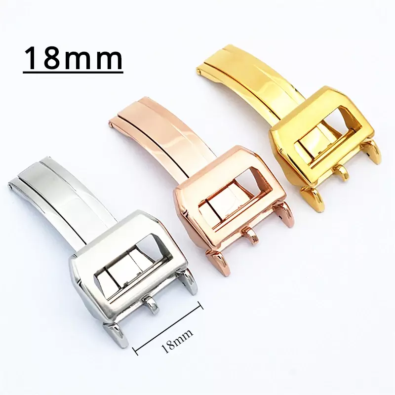 Watch Accessories Buckle Stainless Steel Folding Button Strap Watches For Pilot Portuguese Series Leather Clasp 18mm