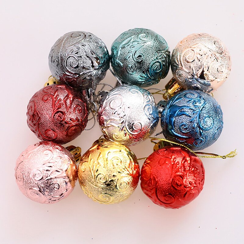 1 scatola 12 pezzi palla di natale albero di natale ornamento casa natale ciondolo appeso capodanno decorazione festa regalo Navidad 2024