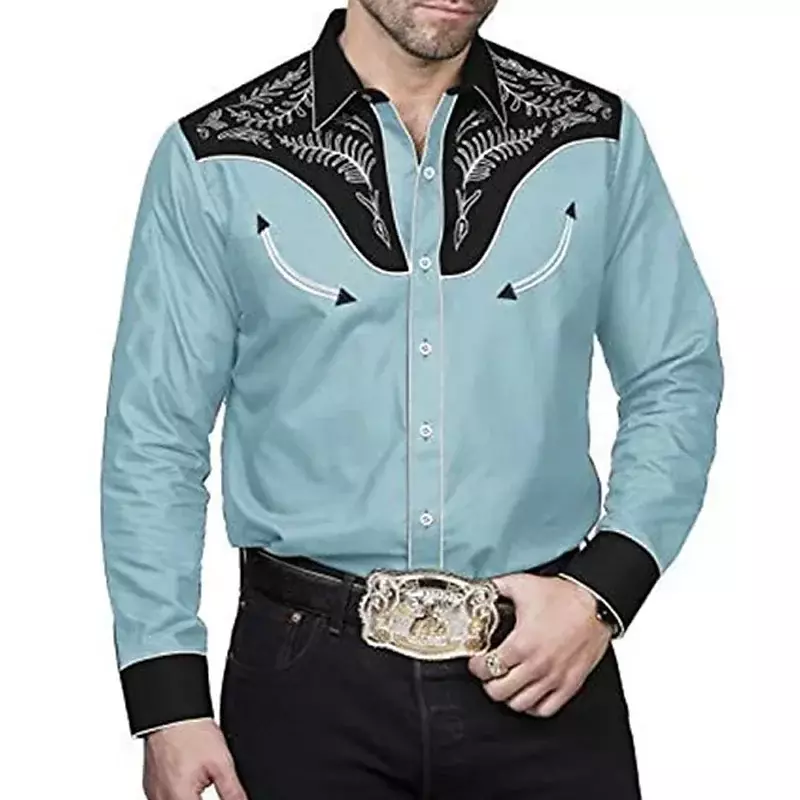 Мужская Повседневная рубашка в западном стиле, новый костюм из высококачественного материала, большие размеры, весна-лето, Мужская одежда для вечеринки