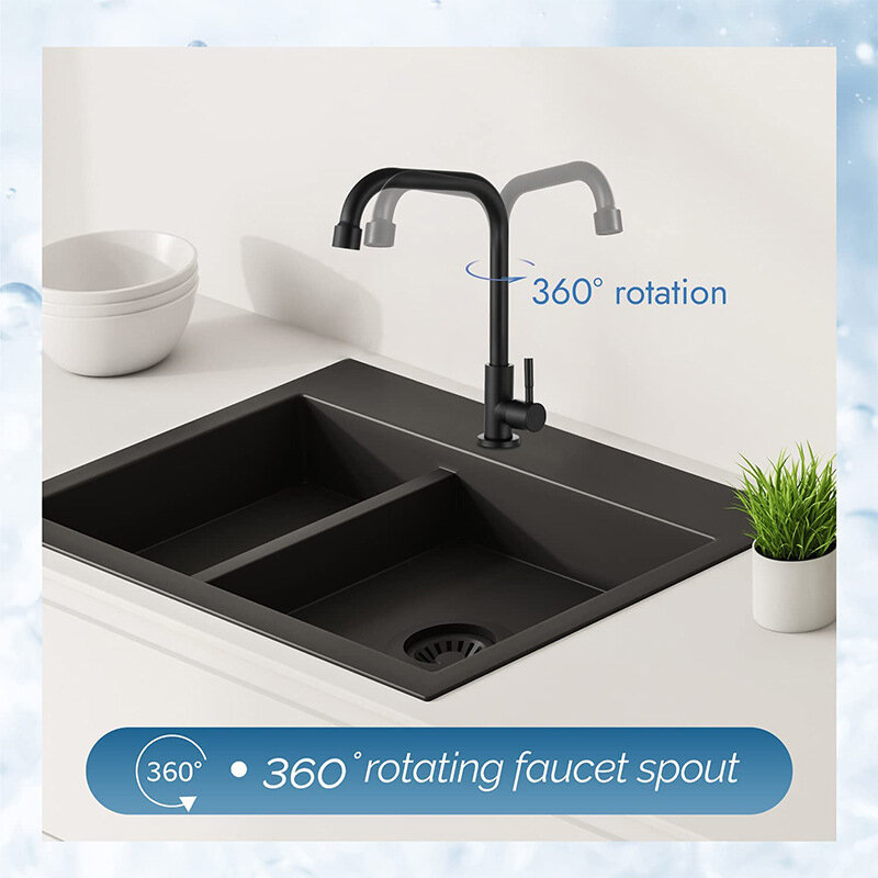 Stainless Steel Kitchen Faucet Water Purifier Single Cold Tap Taps Rotation Deck Mount Black Single Handle Kitchen Sink Faucet P